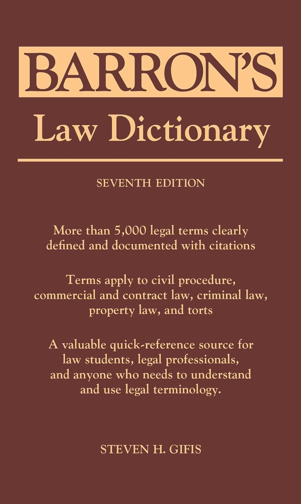 Law Dictionary by Steven H. Gifis - ISBN: 9781438006956