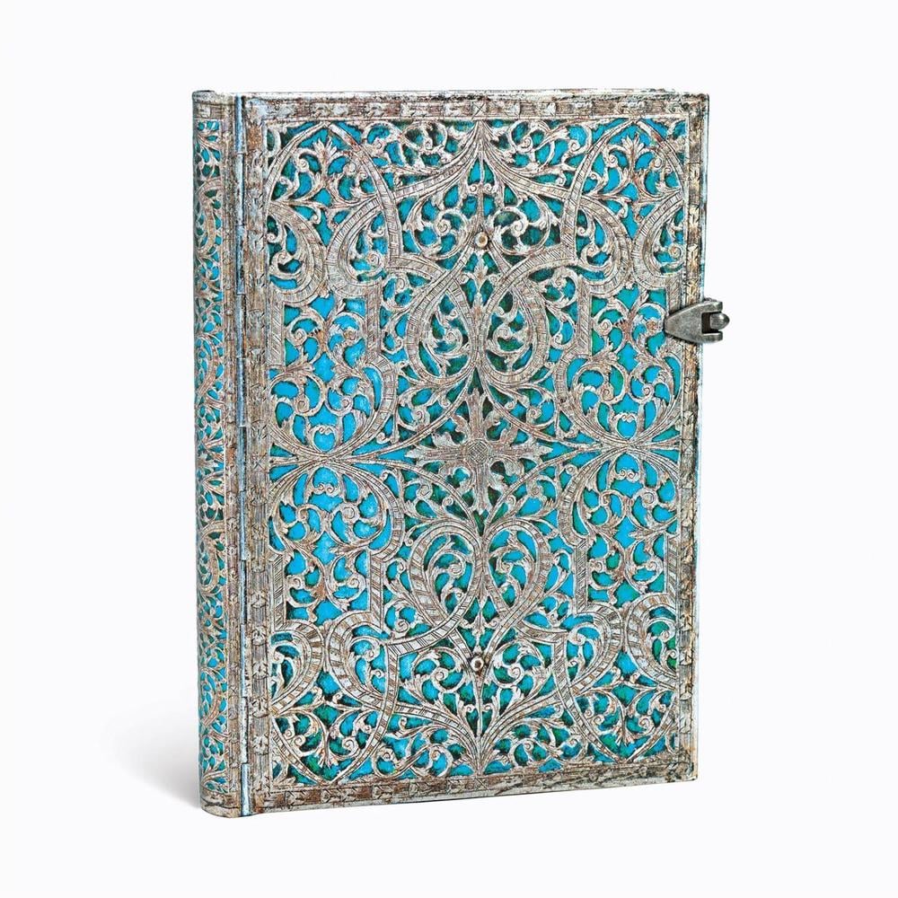 Paperblanks Maya Blue (Silver Filigree Collection) Midi Lined Hardcover Journal by Paperblanks - ISBN: 9781439725627