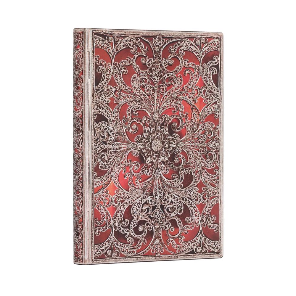 Paperblanks Garnet (Silver Filigree Collection) Midi Unlined Softcover Flexi Journal, 9781439794043