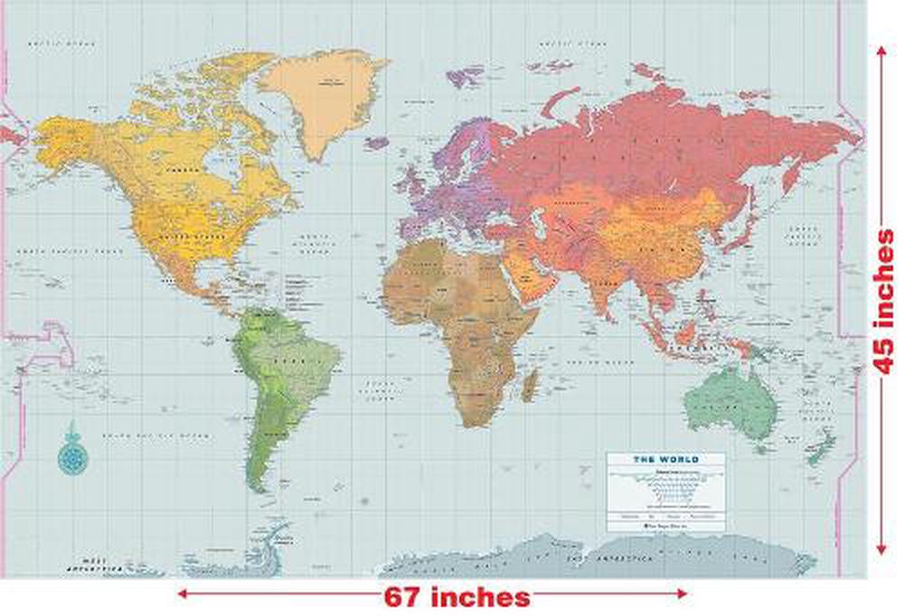 Laminated World Wall Map (67'' W X 45'' H), 9781441336804