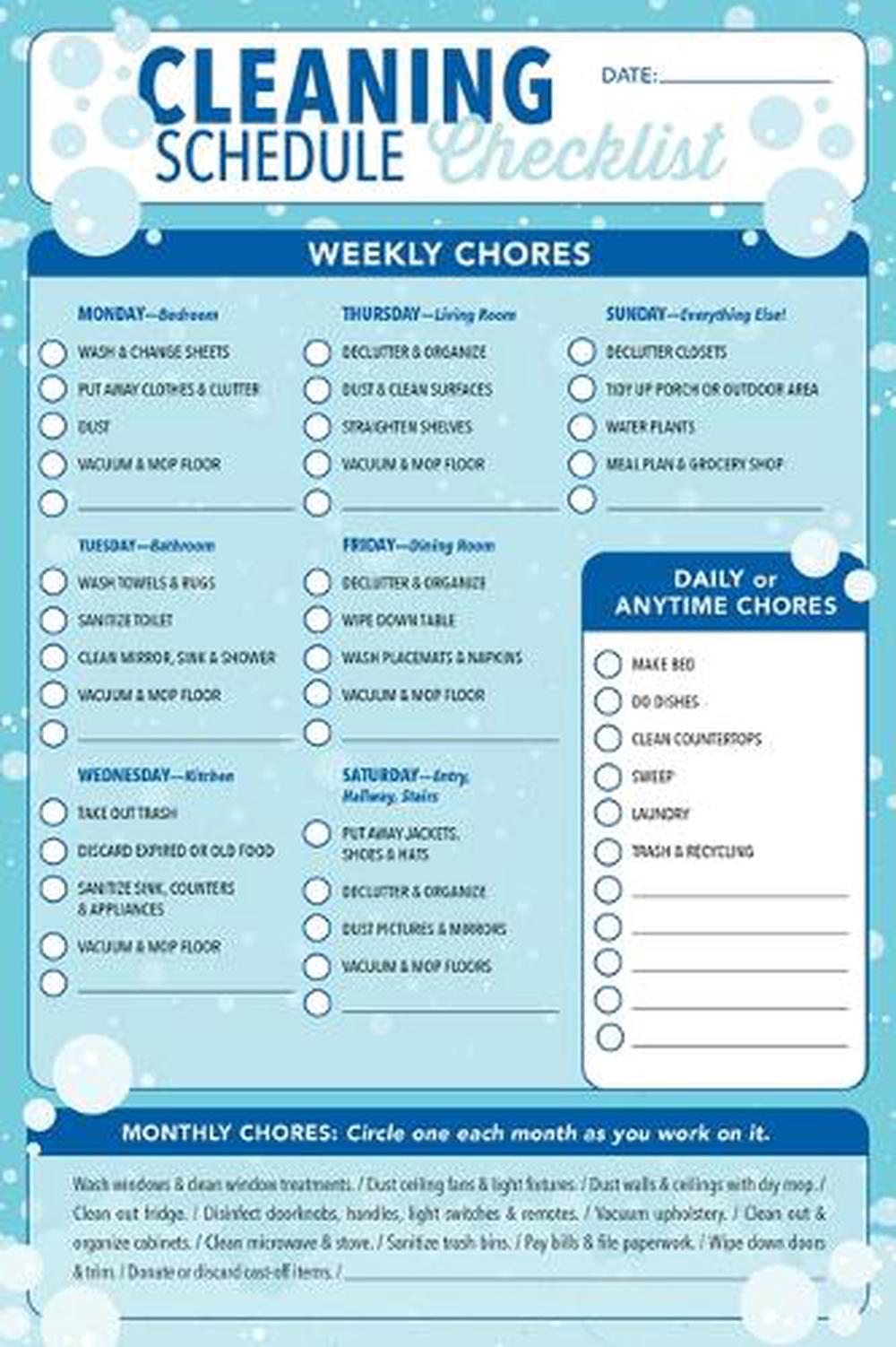 Cleaning Schedule Checklist Note Pad (60 Sheets) by Peter Pauper Press Inc - ISBN: 9781441345981