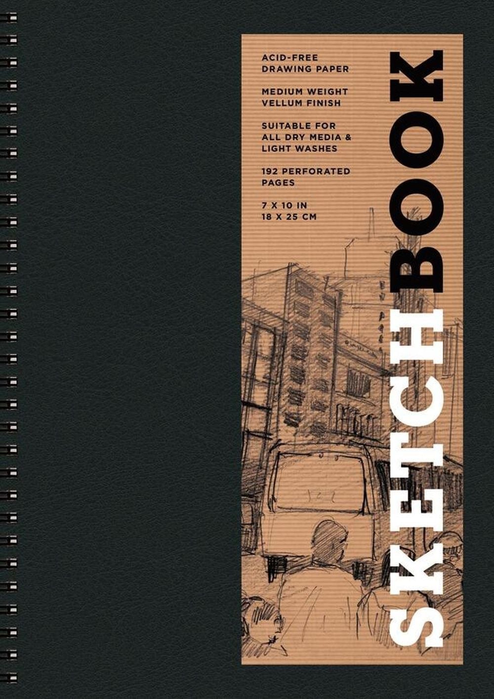 Sketchbook 7 x 10" Black Spiral Hardcover Mixed Media Sketchbook for Drawing by Union Square & Co. - ISBN: 9781454909132