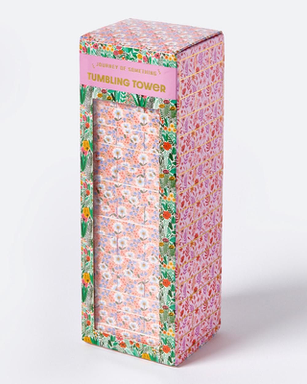 Floral Tumbling Tower Game - Stylish Wooden Stacking Game for Family & Party Fun, 9781488969379