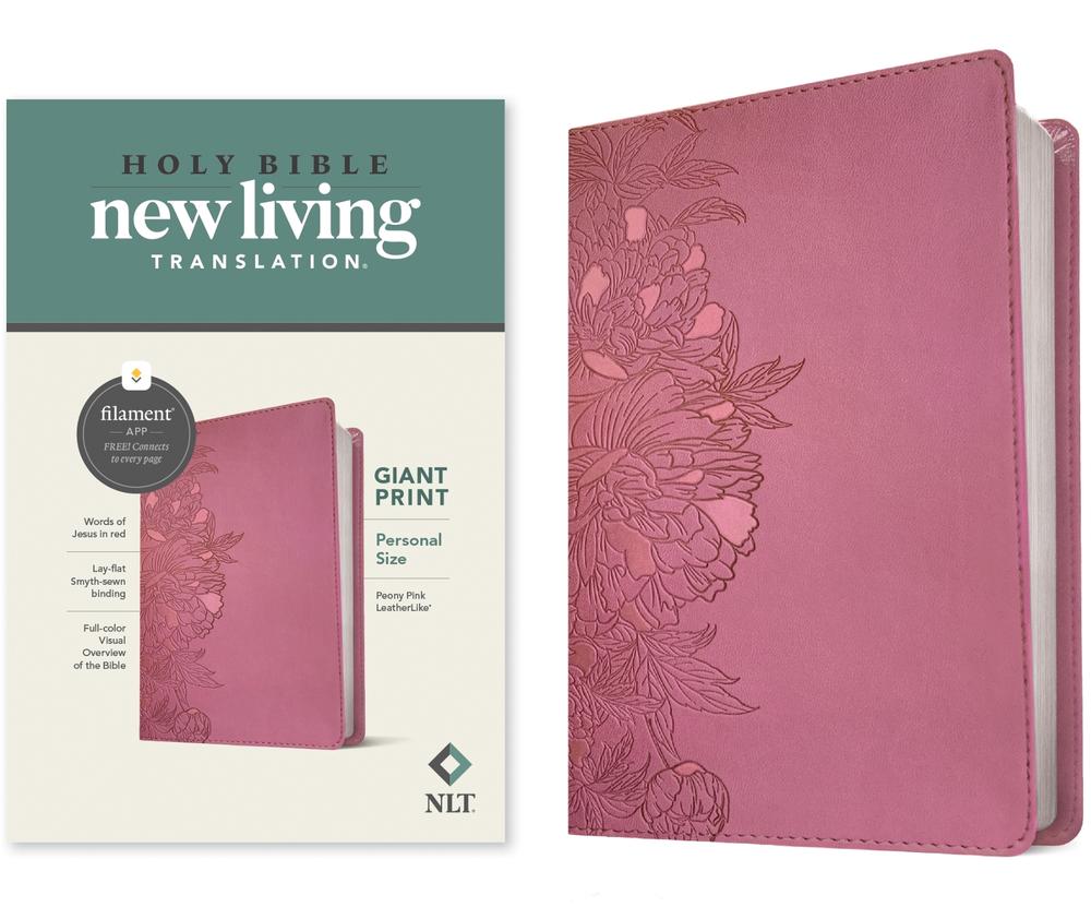 NLT Personal Size Giant Print Bible, Filament Enabled Edition (Red Letter, Leatherlike, Peony Pink), 9781496444943