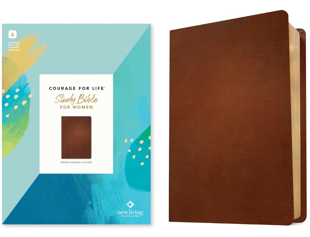 NLT Courage for Life Study Bible for Women (Genuine Leather, Brown, Filament Enabled), 9781496452870