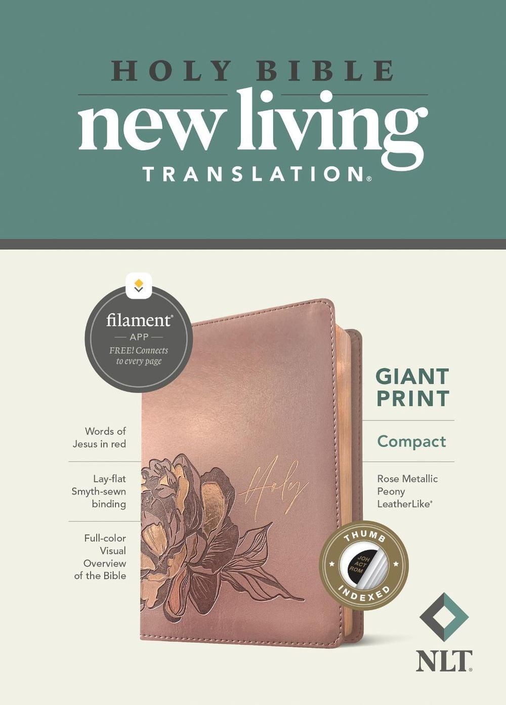 NLT Compact Giant Print Bible, Filament Edition, Rose by Tyndale - ISBN: 9781496460639