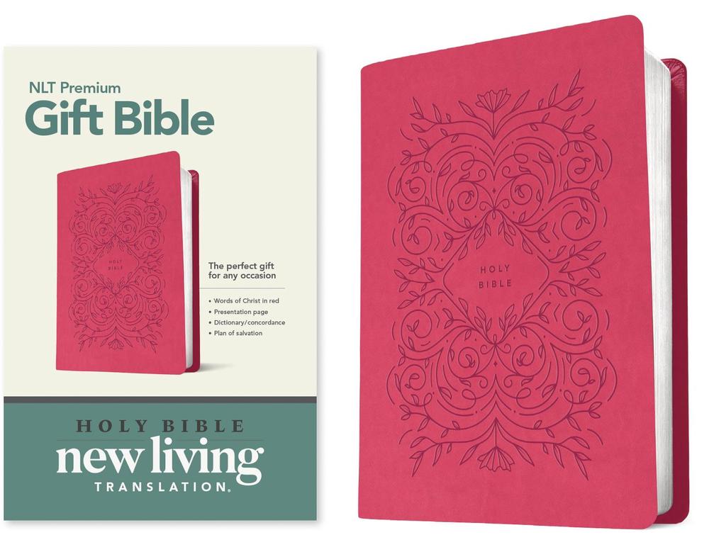 NLT Premium Gift Bible, Red Letter, LeatherLike, Very Berry, 9781496466174