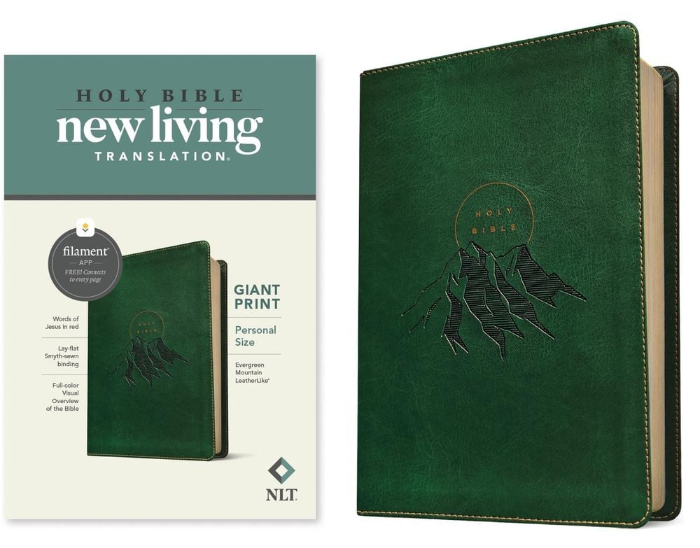 NLT Personal Size Giant Print Bible, Filament Enabled (Leatherlike, Evergreen Mountain, Red Letter) by Tyndale - ISBN: 9781496467942