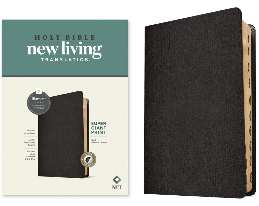 NLT Super Giant Print Bible Filament Edition, Black, Indexed, 9781496474285