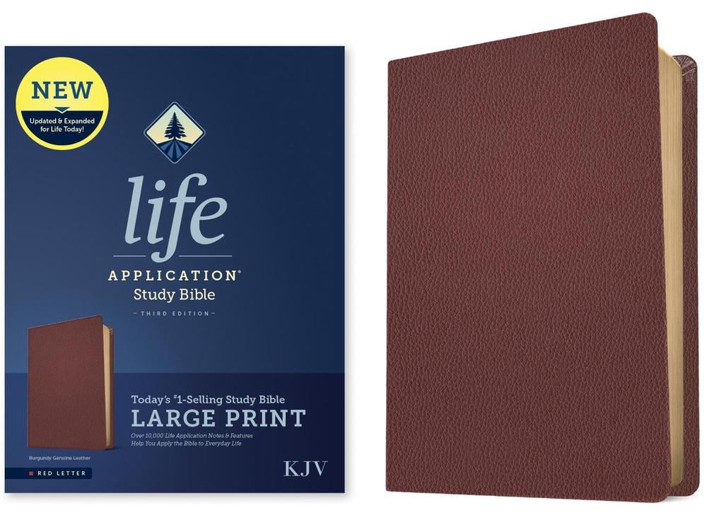 KJV Life Application Study Bible, Third Edition, Large Print (Genuine Leather, Burgundy, Red Letter) by Tyndale - ISBN: 9781496477460