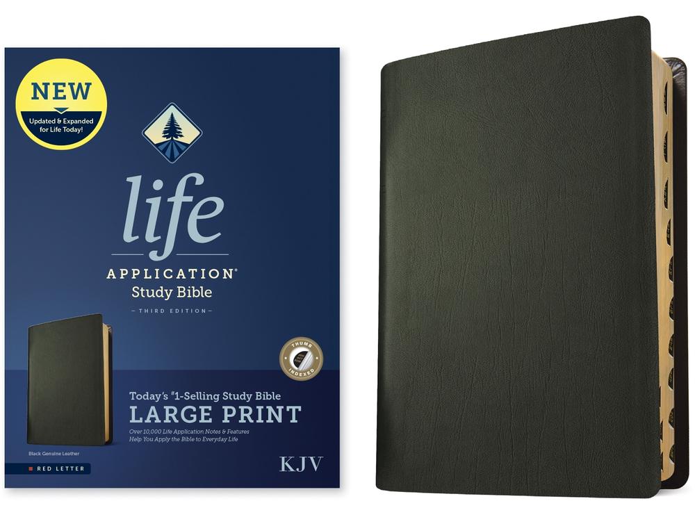 KJV Life Application Study Bible, Third Edition, Large Print (Genuine Leather, Black, Indexed, Red Letter), 9781496477491