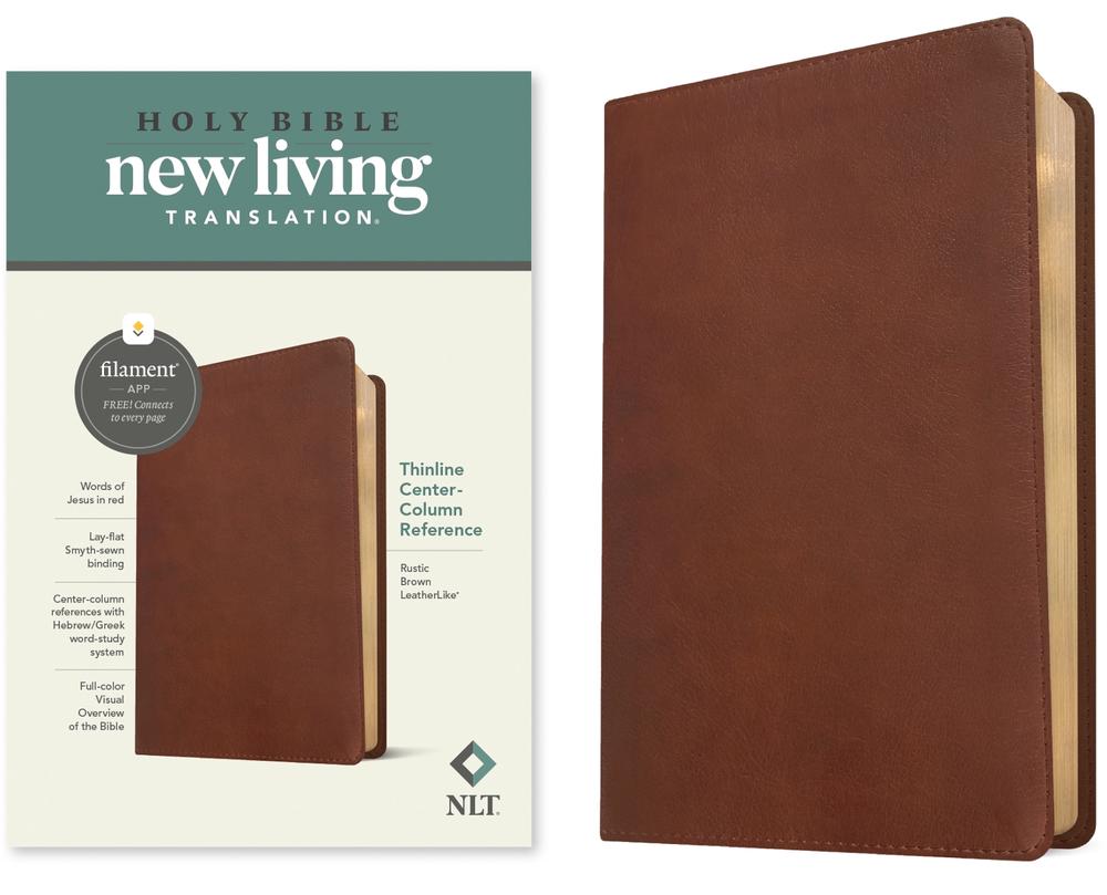 NLT Thinline Center-Column Reference Bible, Filament-Enabled Edition (Leatherlike, Rustic Brown, Red Letter), 9781496479044