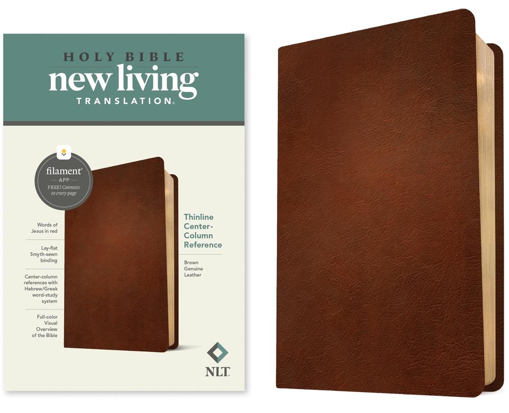 NLT Thinline Center-Column Reference Bible, Filament-Enabled Edition (Genuine Leather, Brown, Red Letter), 9781496479105