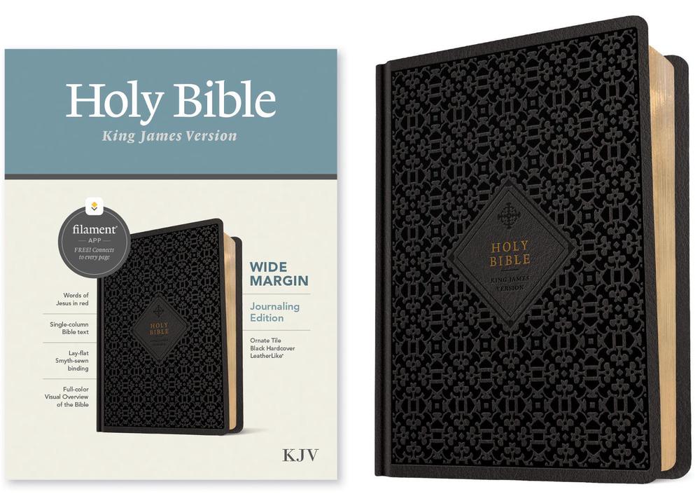 KJV Wide Margin Bible, Filament-Enabled Edition (Hardcover Leatherlike, Ornate Tile Black, Red Letter), 9781496479242