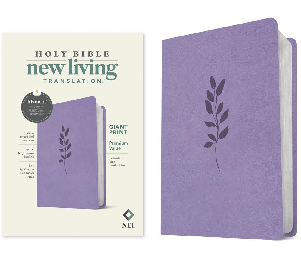 NLT Giant Print Premium Value Bible, Filament-Enabled Edition (Leatherlike, Lavender Vine), 9781496482624