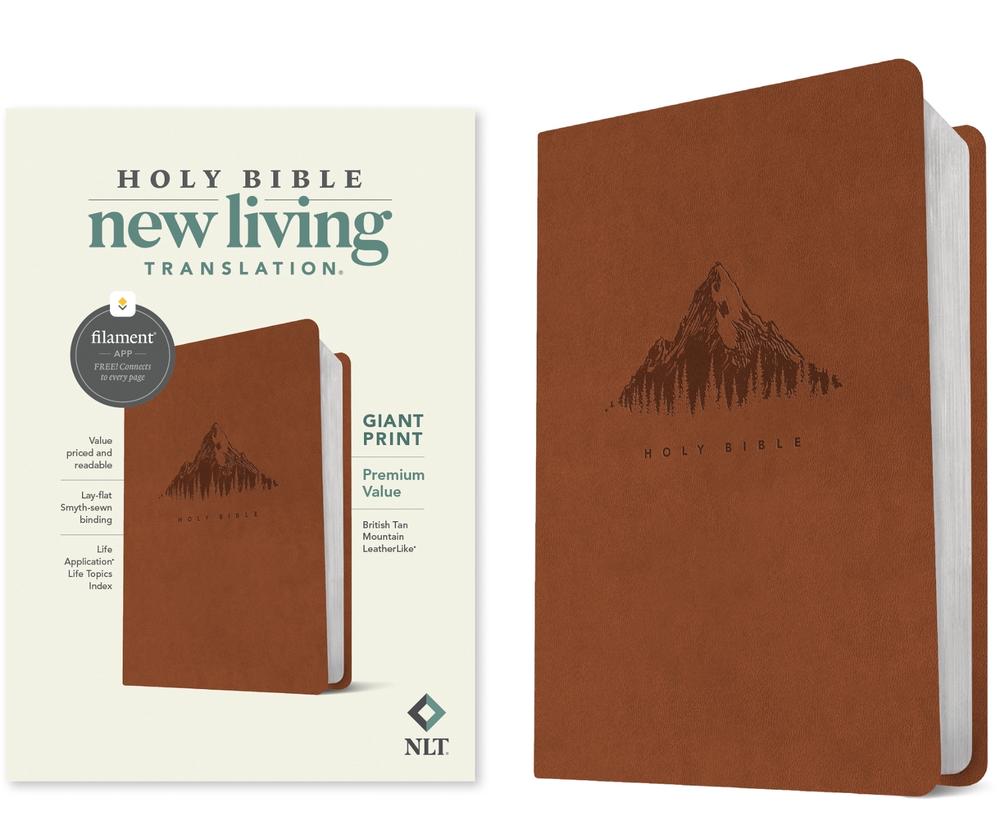 NLT Giant Print Premium Value Bible, Filament-Enabled Edition (Leatherlike, British Tan Mountain), 9781496482631