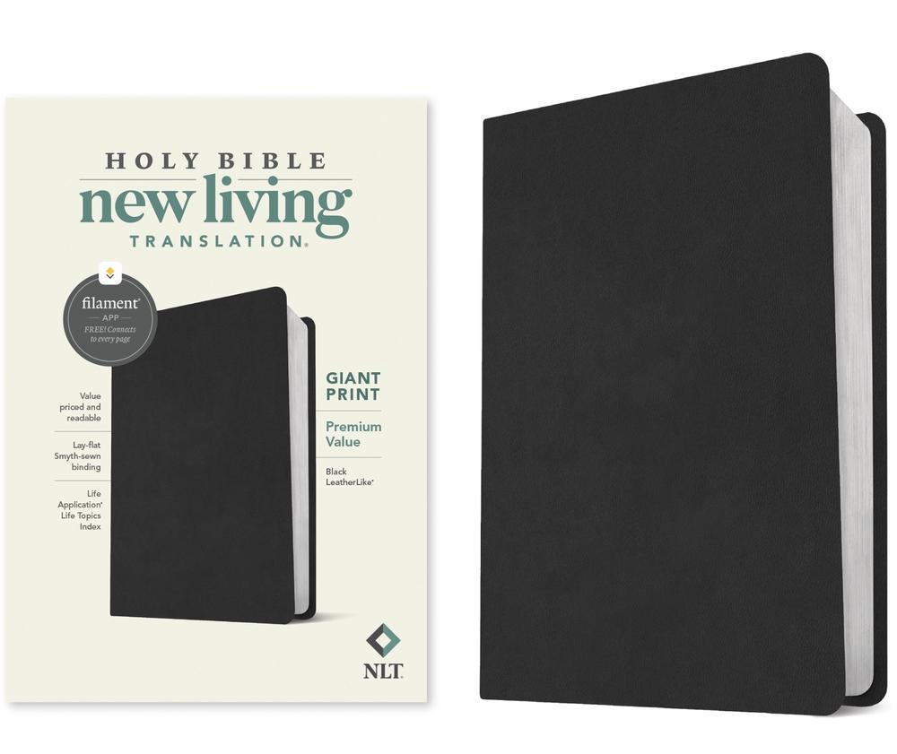 NLT Giant Print Premium Value Bible, Filament-Enabled Edition (Leatherlike, Black), 9781496482648