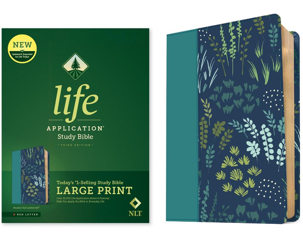 NLT Life Application Study Bible, Third Edition, Large Print (Leatherlike, Meadow Teal, Red Letter) by Tyndale - ISBN: 9781496483065