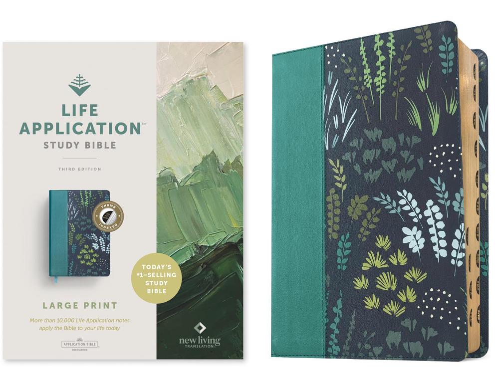 NLT Life Application Study Bible, Third Edition, Large Print (Leatherlike, Meadow Teal, Indexed, Red Letter) by Tyndale - ISBN: 9781496483072