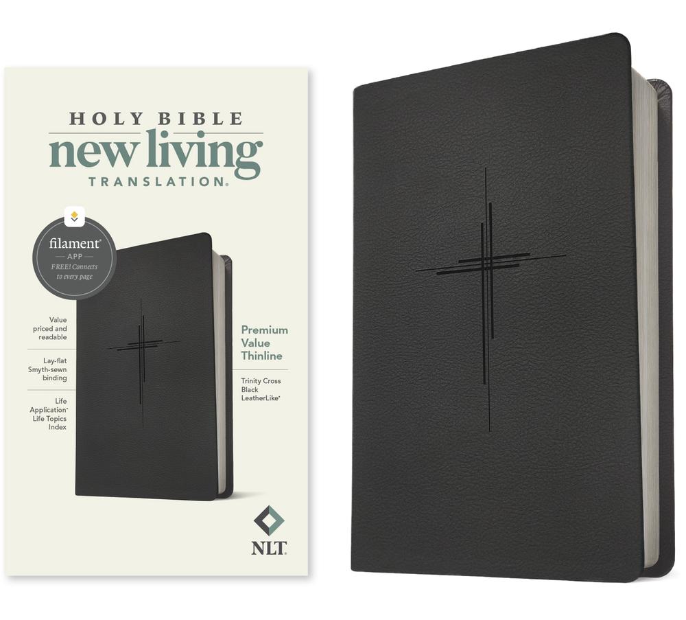 NLT Premium Value Thinline Bible, Filament-Enabled Edition (Leatherlike, Trinity Cross Black), 9781496484772
