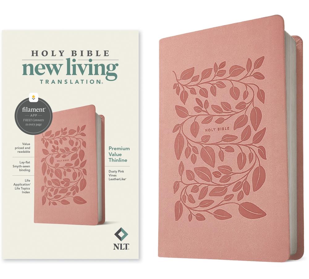NLT Premium Value Thinline Bible, Filament-Enabled Edition (Leatherlike, Dusty Pink Vines), 9781496484789