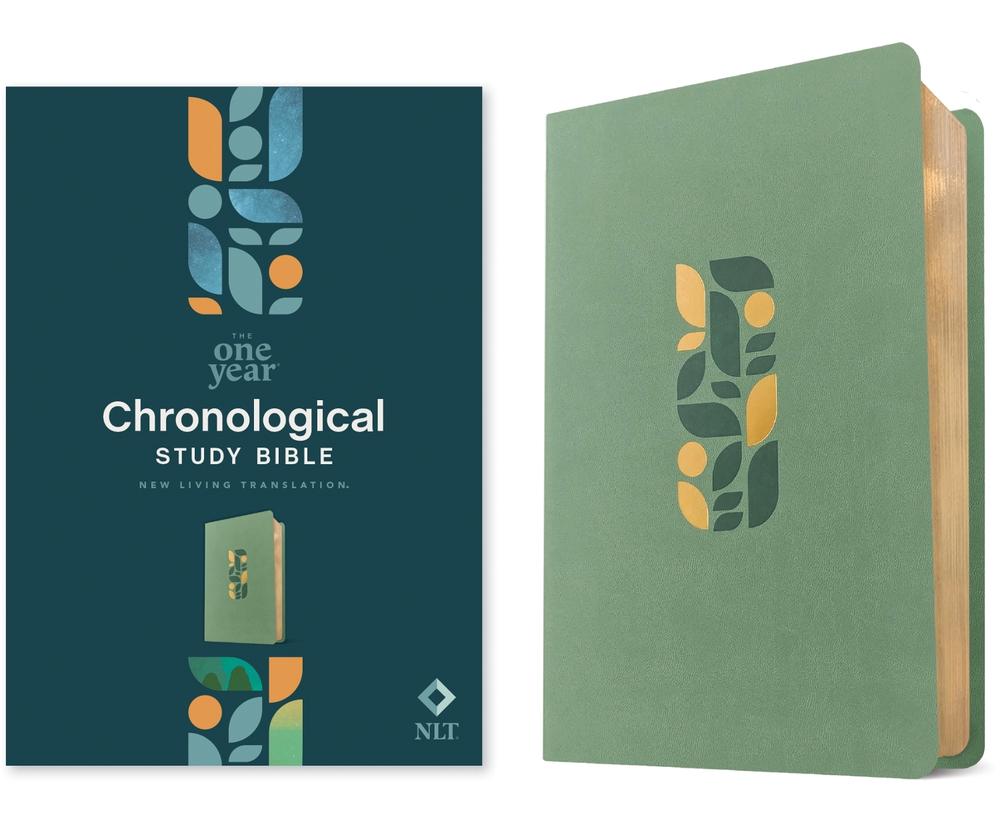 NLT One Year Chronological Study Bible (Leatherlike, Sage Green Mosaic), 9781496485601