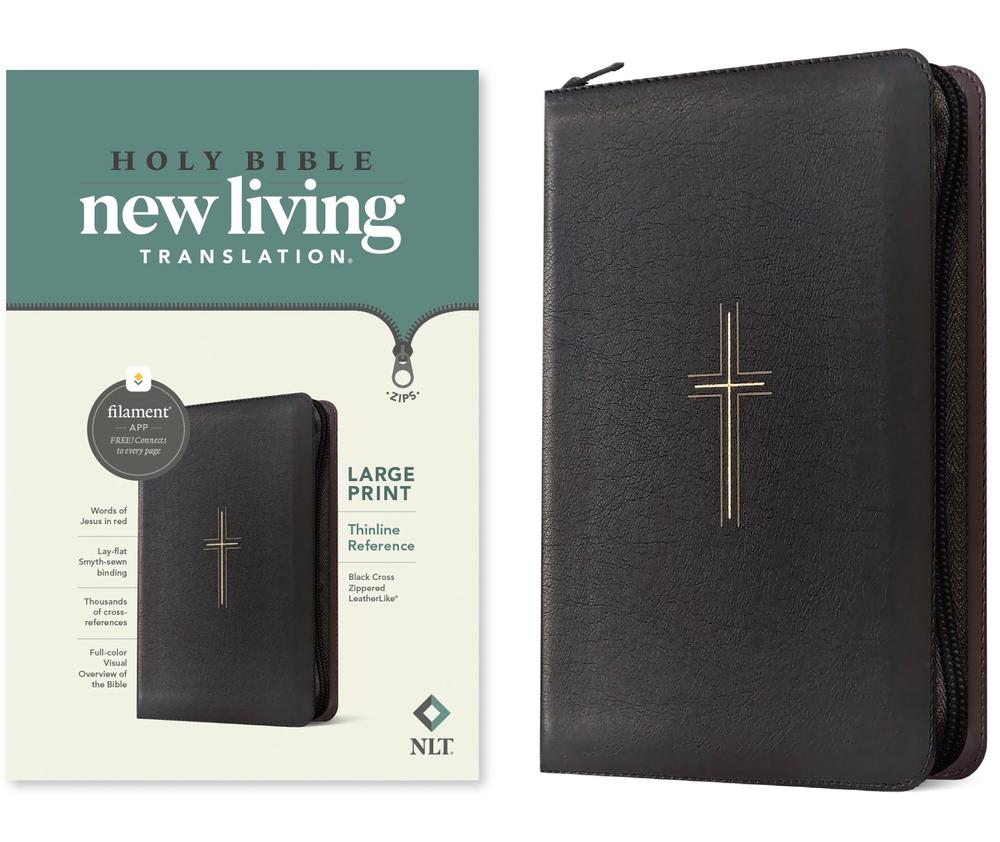 NLT Large Print Thinline Reference Zipper Bible, 9781496489982