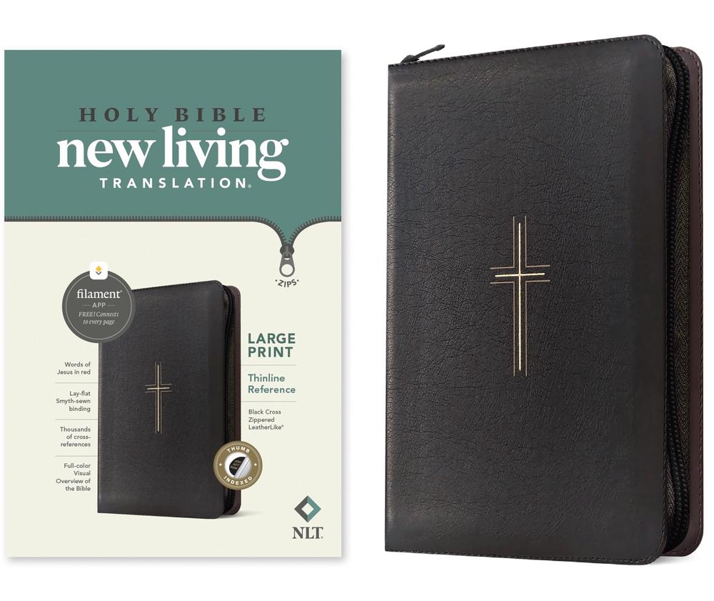 NLT Large Print Thinline Reference Zipper Bible, 9781496489999