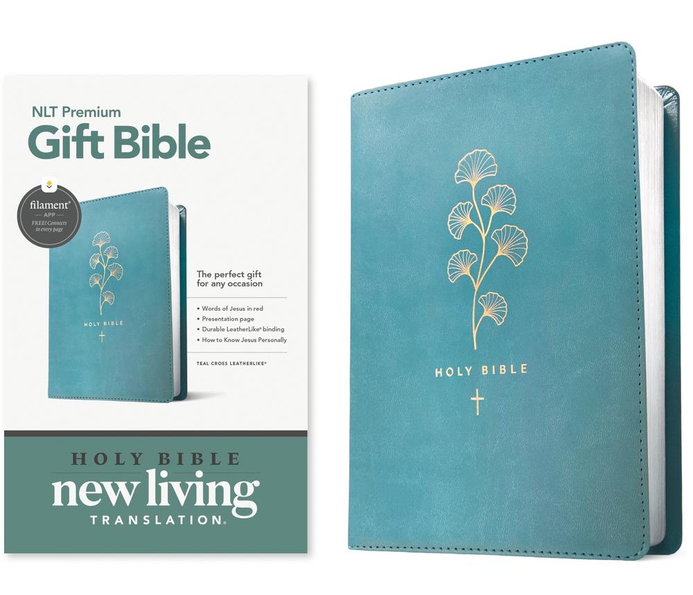 NLT Premium Gift Bible, Filament Enabled, Teal Cross, 9781496490742