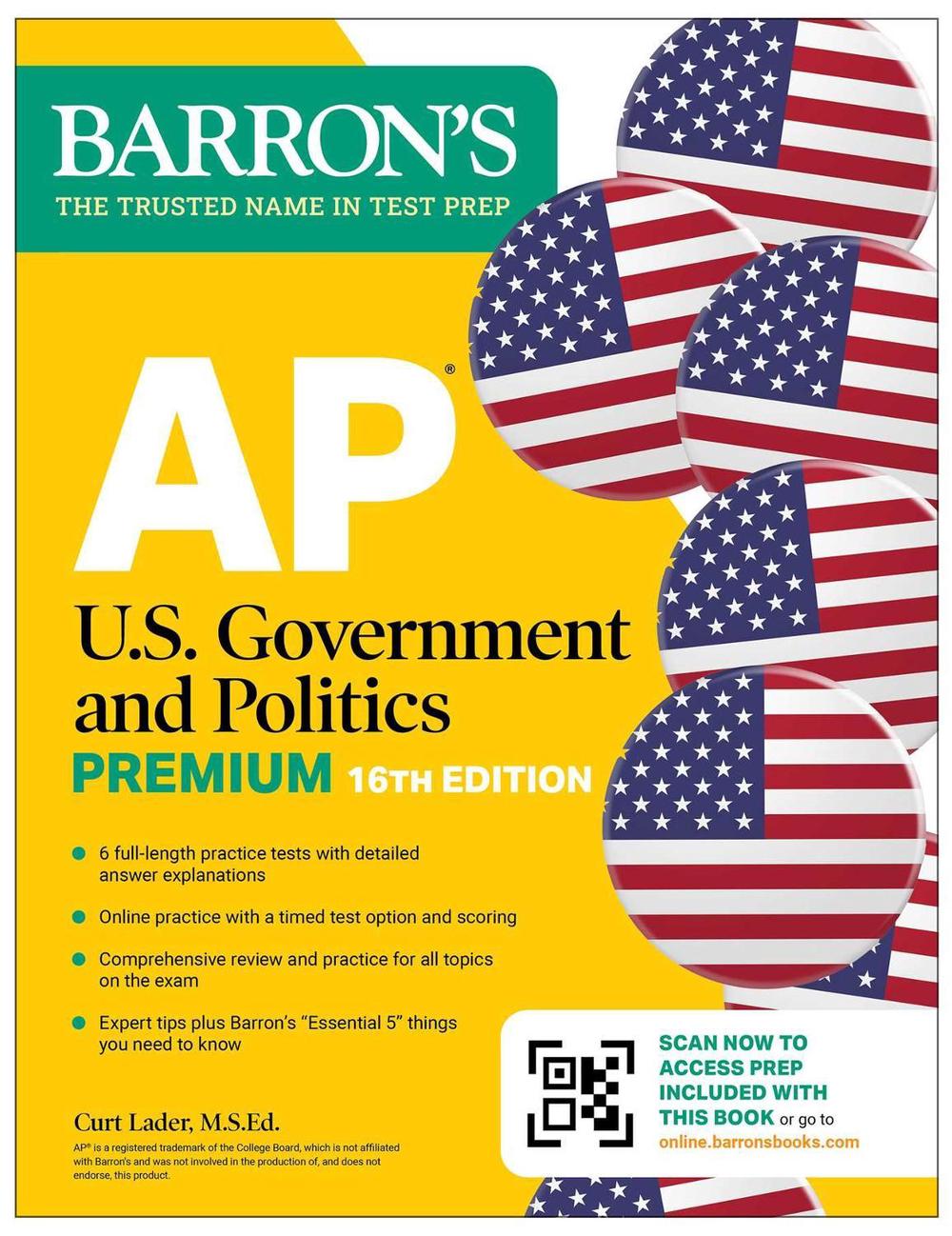 AP U.S. Government and Politics Premium, Sixteenth Edition: Prep Book with 6 Practice Tests + Comprehensive Review + Online Practice (2026) by Curt Lader - ISBN: 9781506296593