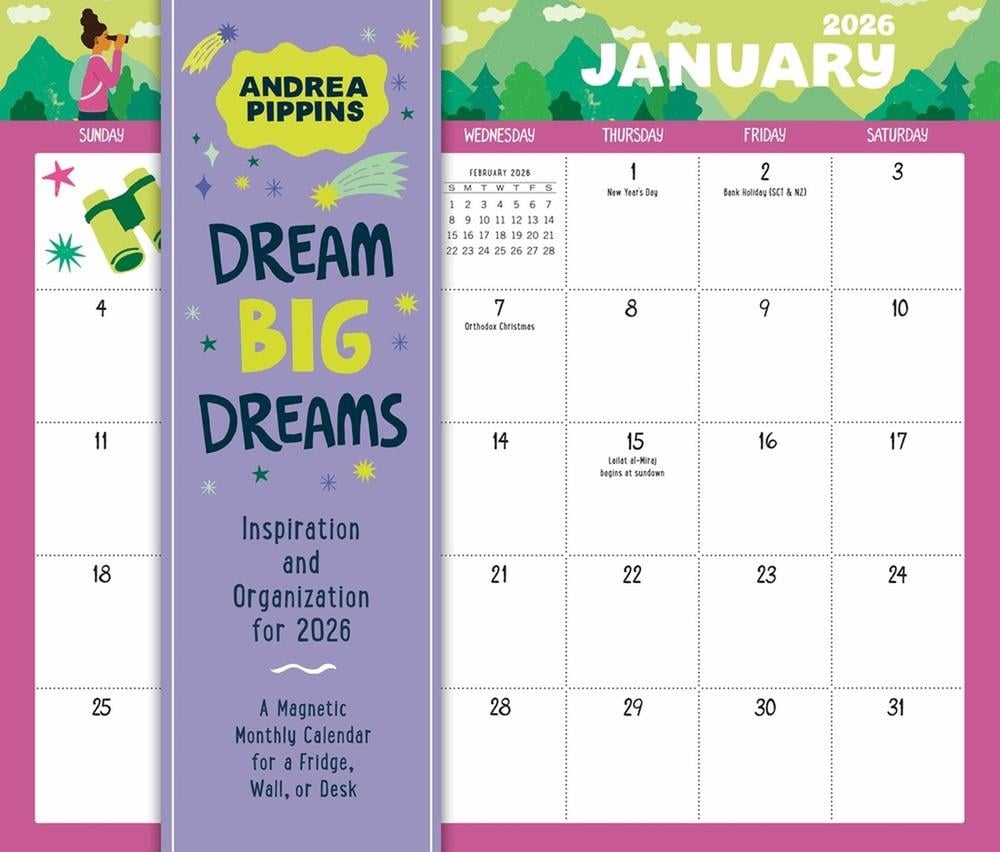 Dream Big Dreams Magnetic Wall Calendar 2026 by Andrea Pippins - ISBN: 9781523529902