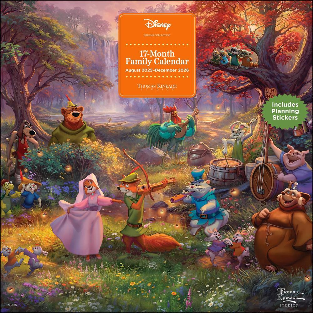 Disney Dreams by Thomas Kinkade Studios 17-Month 2025-2026 Family Wall Calendar, 9781524896751