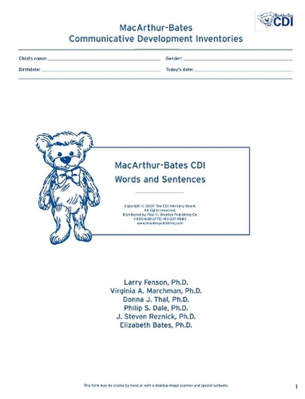 MacArthur Communicative Development Inventories (CDIs): Words and Sentences, 9781557668936