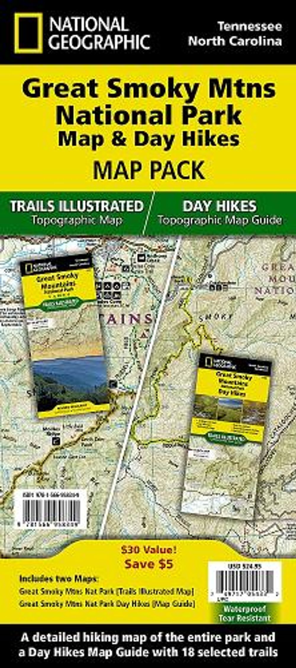 Great Smoky Mountains National Park Map & Day Hikes [map