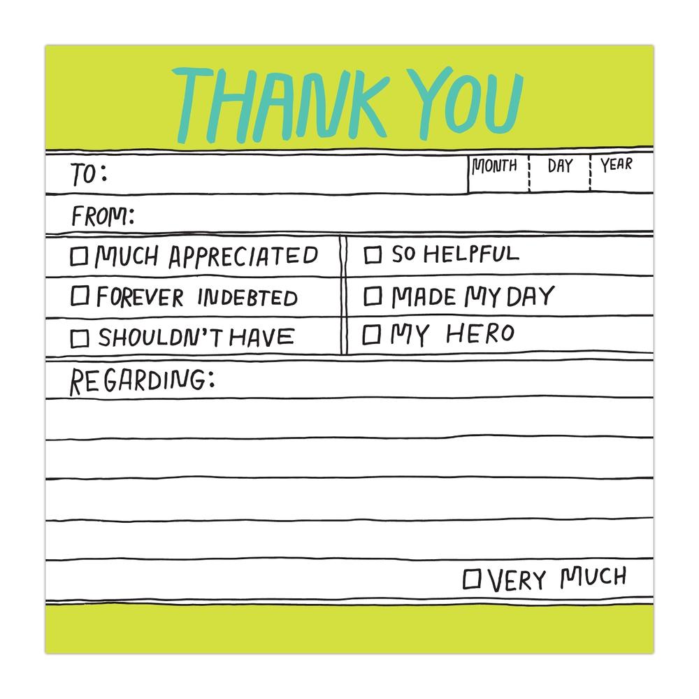 Hand Lettered Sticky Note Thank You, 9781601065087