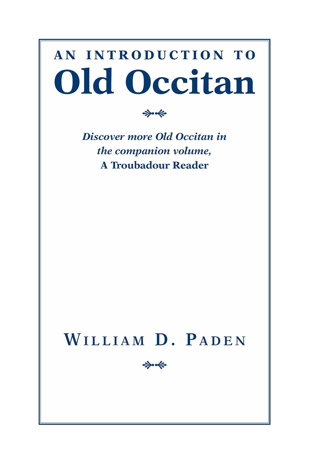 Introduction to Old Occitan, 9781603290548
