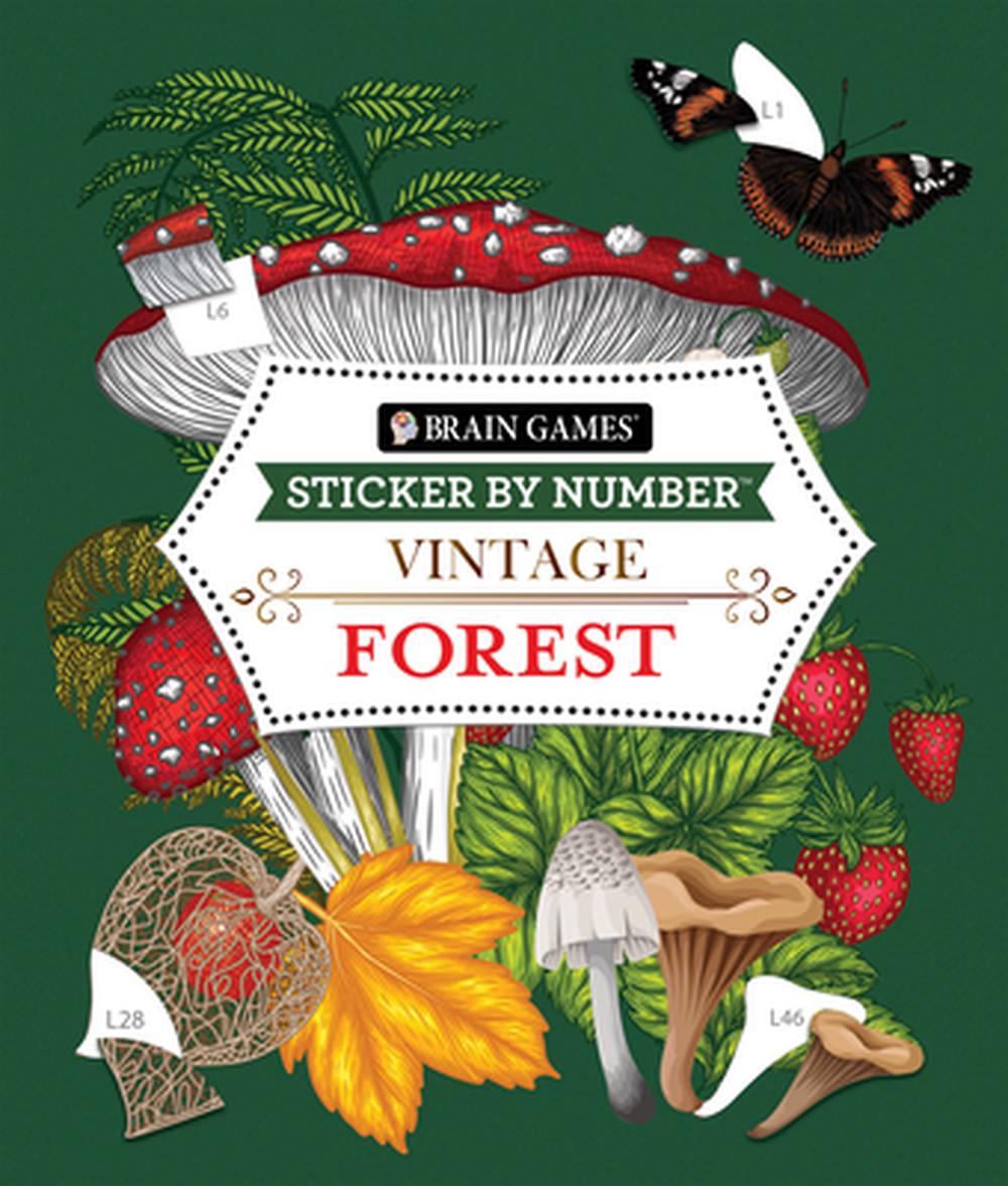 Brain Games - Sticker by Number - Vintage: Forest (28 Images to Sticker) by Publications International Ltd - ISBN: 9781639387465