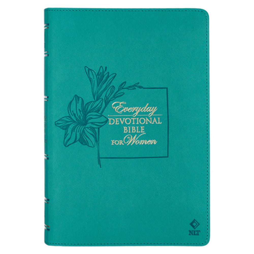 NLT Holy Bible Everyday Devotional Bible for Women New Living Translation Vegan Leather, Teal Debossed, 9781639524181