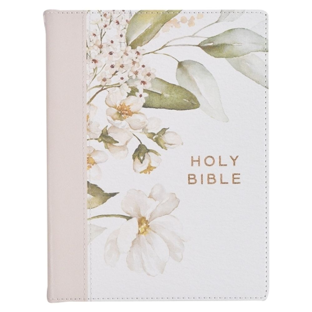 KJV Note-Taking Bible Faux Leather Hc Gray Floral Printed by Christian Art Gifts - ISBN: 9781639526796