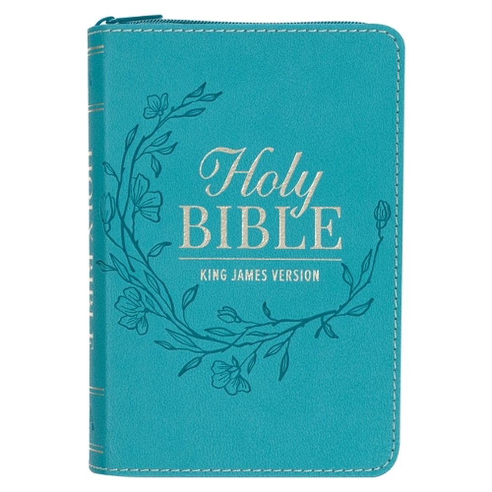 KJV Bible Pocket Faux Leather Teal W/Zipper, 9781639526840