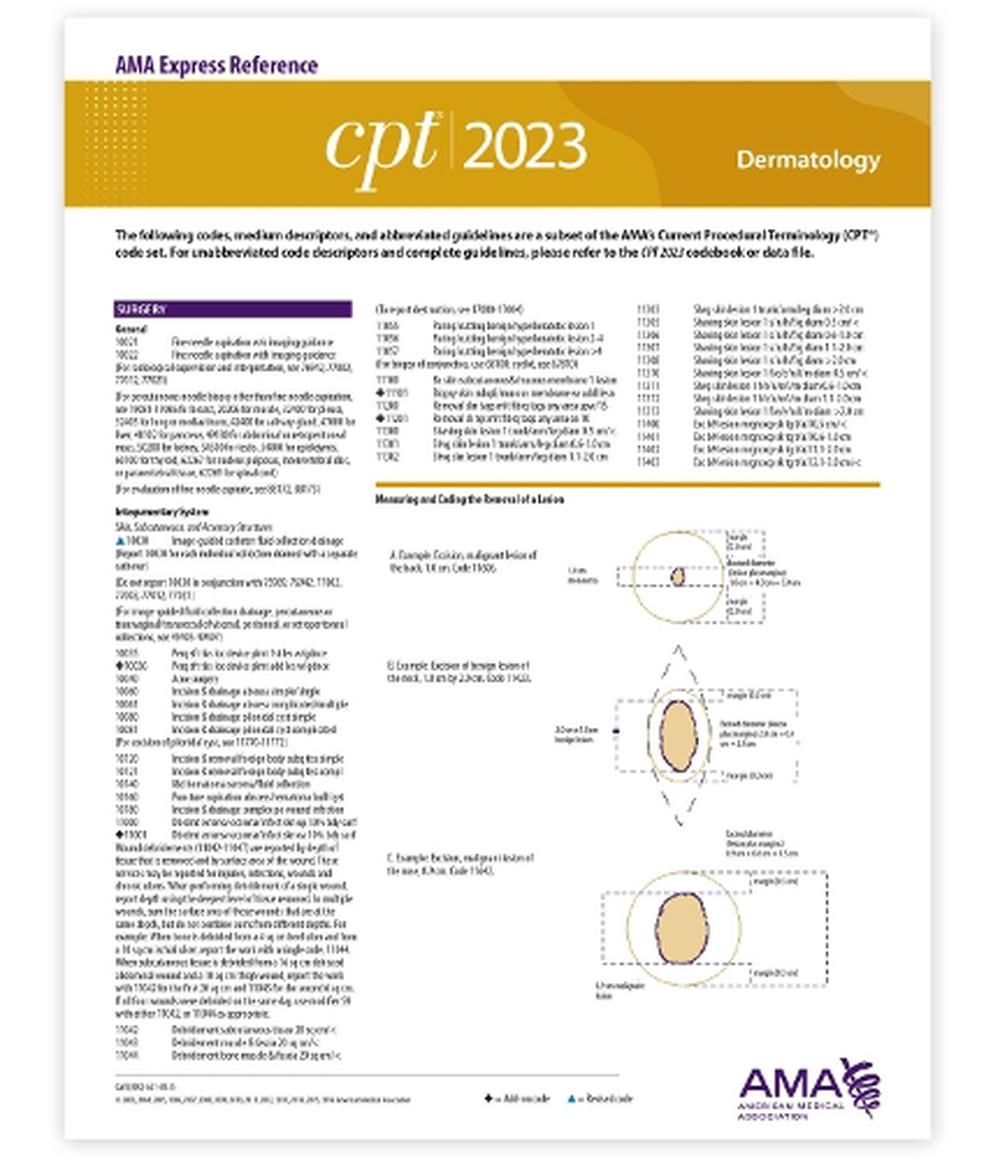 Cpt Express Reference Coding Card Dermatology By American Medical Association