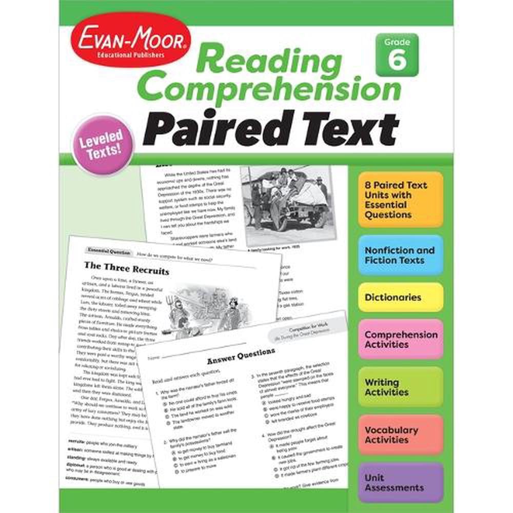 Reading Comprehension, Paired Text, Grade 6 by Evan-Moor Educational Publishers - ISBN: 9781645143451