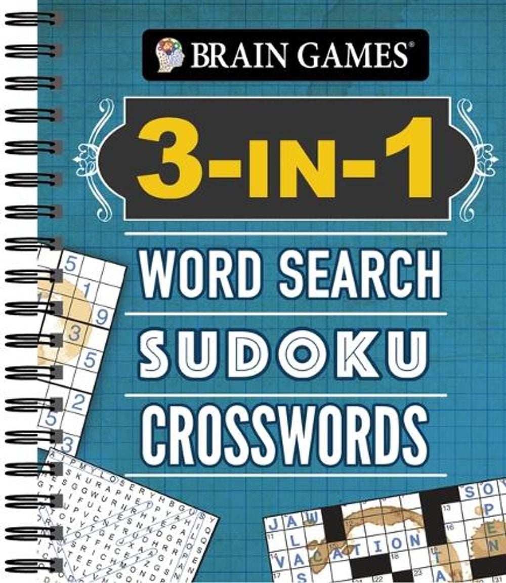 Brain games 3 in 1 word search sudoku crosswords by brain games spiral 9781645583523 