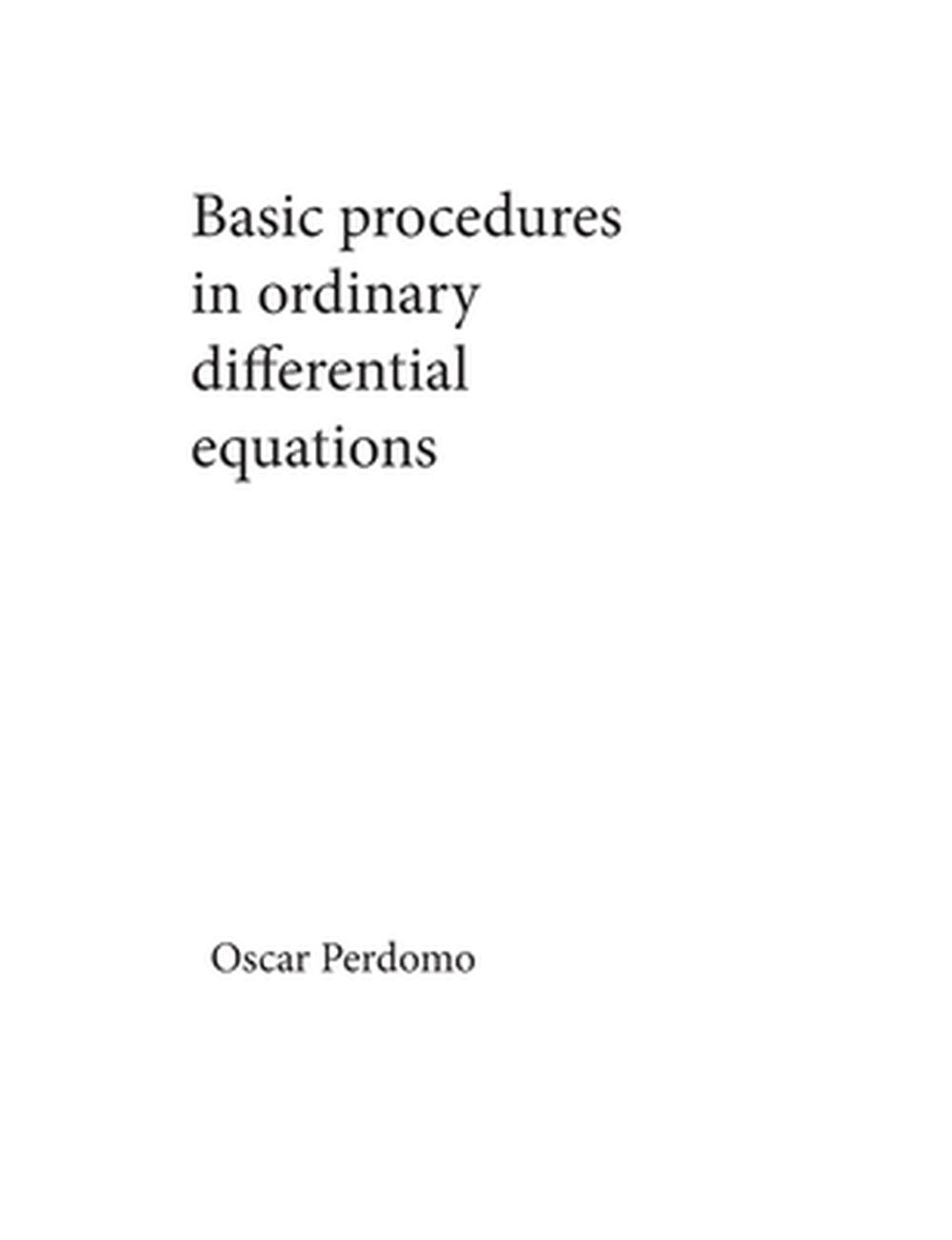 Basic procedures in ordinary differential equations, 9781684740710
