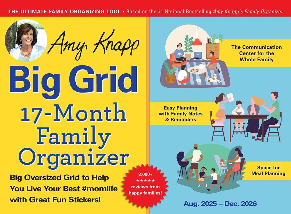 2026 Amy Knapp's Big Grid Family Organizer Wall Calendar, 9781728292205