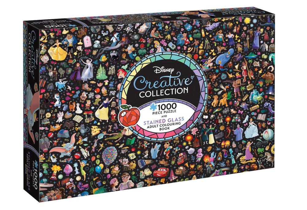 Disney: Stained Glass Adult Colouring Book and Puzzle (Starring Snow White: 1000 Pieces), 9781761643101