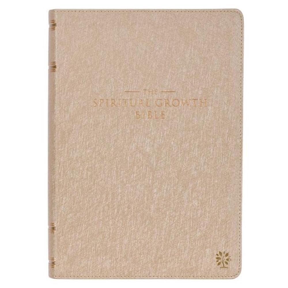 The Spiritual Growth Bible, Study Bible, NLT - New Living Translation Holy Bible, Faux Leather, Pearlescent Taupe, 9781776370436