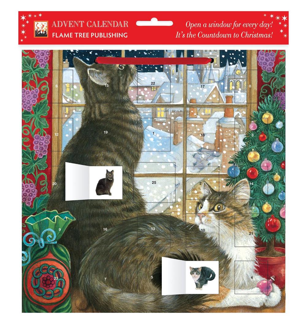 Flame Tree Publishing Ivory Cats by Lesley Anne Ivory: Christmas Window Advent Calendar (with Stickers) by Flame Tree Publishing - ISBN: 9781783615698