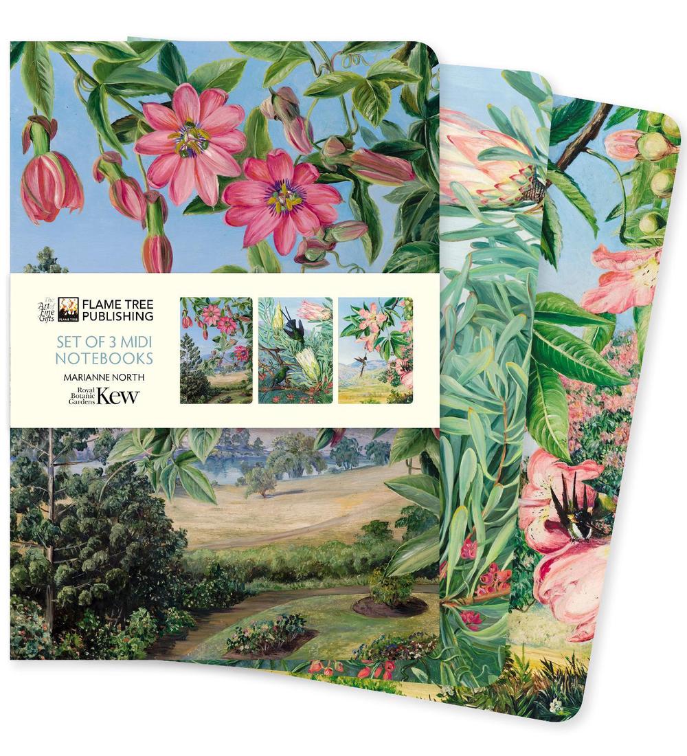 Flame Tree Studio Kew Gardens: Marianne North Set of 3 Midi Notebooks, 9781804172209