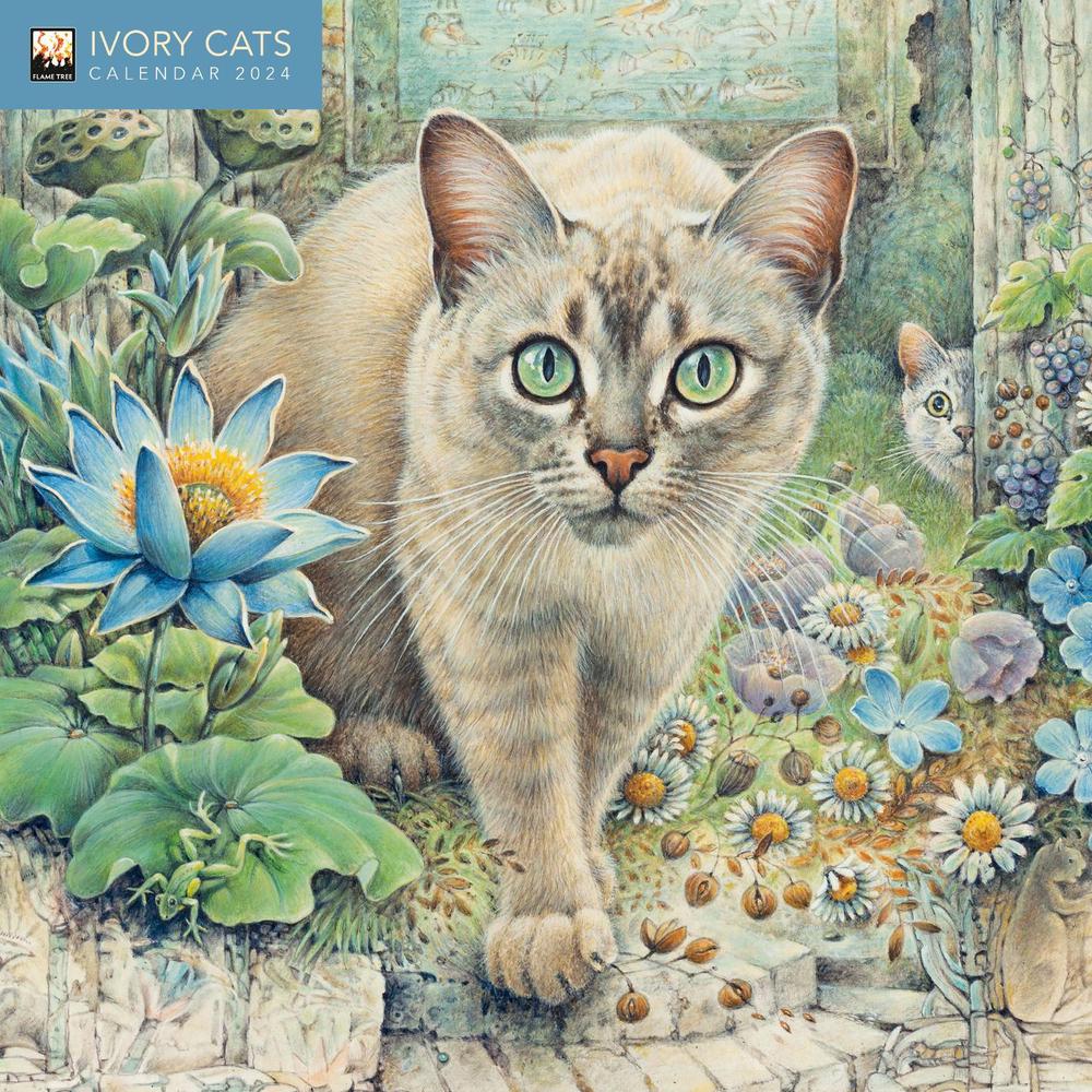 Flame Tree Studio Ivory Cats by Lesley Anne Ivory Mini Wall Calendar